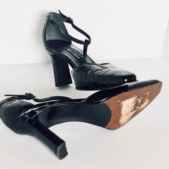🎉Vintage, Stunning Stuart Weitzman Black Leather Ankle Strappy Heels - Picture 8 of 8